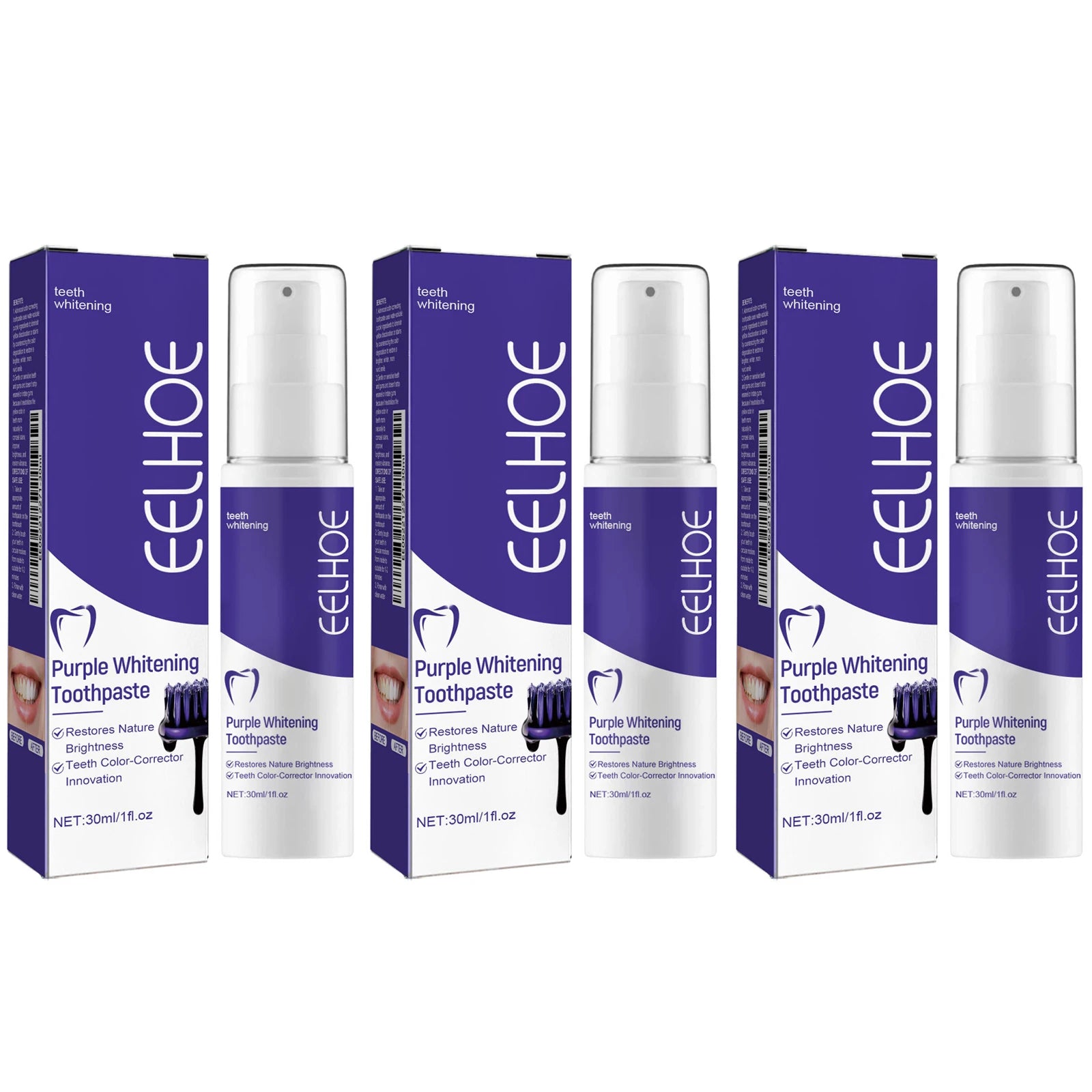 Purple Whitening Toothpaste Effectively Removing Dental Plaques and Yellow Stains Inhibit Bacteria Growth Oral Care Toothpaste