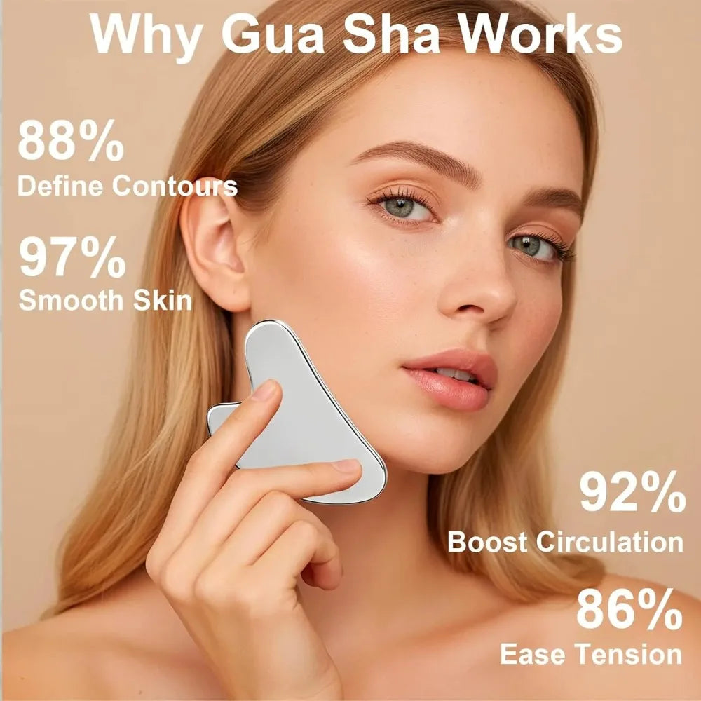4/1Pcs Stainless Steel Gua Sha Board Ice Face Roller Lymphatic Drainage Face Brush Set Facial Massage Kit Beauty Skin Care Tools